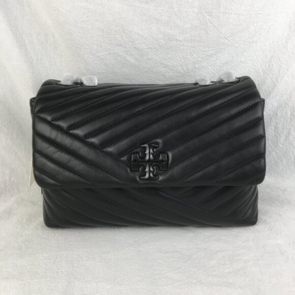 NEW Tory Burch Kira Chevron Large Convertible Should Bag Black - Picture 2 of 9